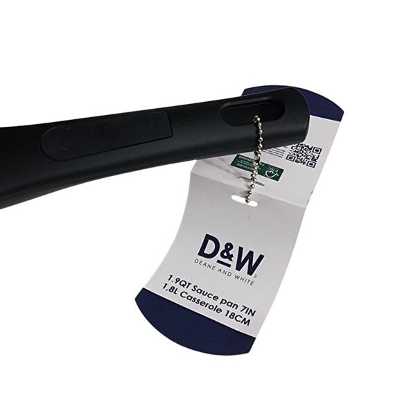 D&W Premium Cookware 7in Saucepan Casserole Nonstick With Glass Lid 1.9QT Black - Picture 10 of 13
